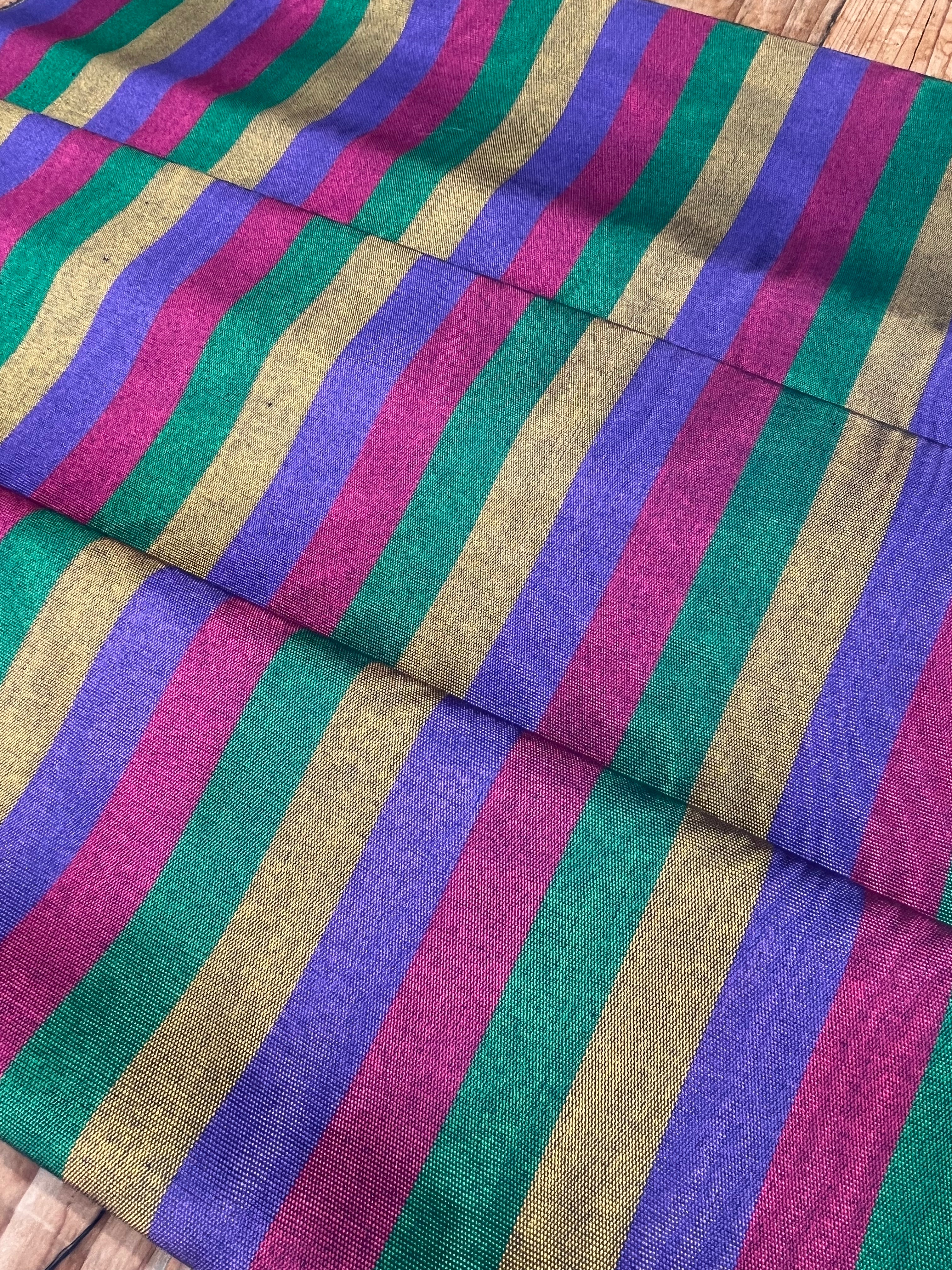Multi Color Striped Pattern Moiré Fabric By The Yard – Luxurious Silk  For Interior Design & Special Sewing Projects. / 22 inches - 50 cm Width.