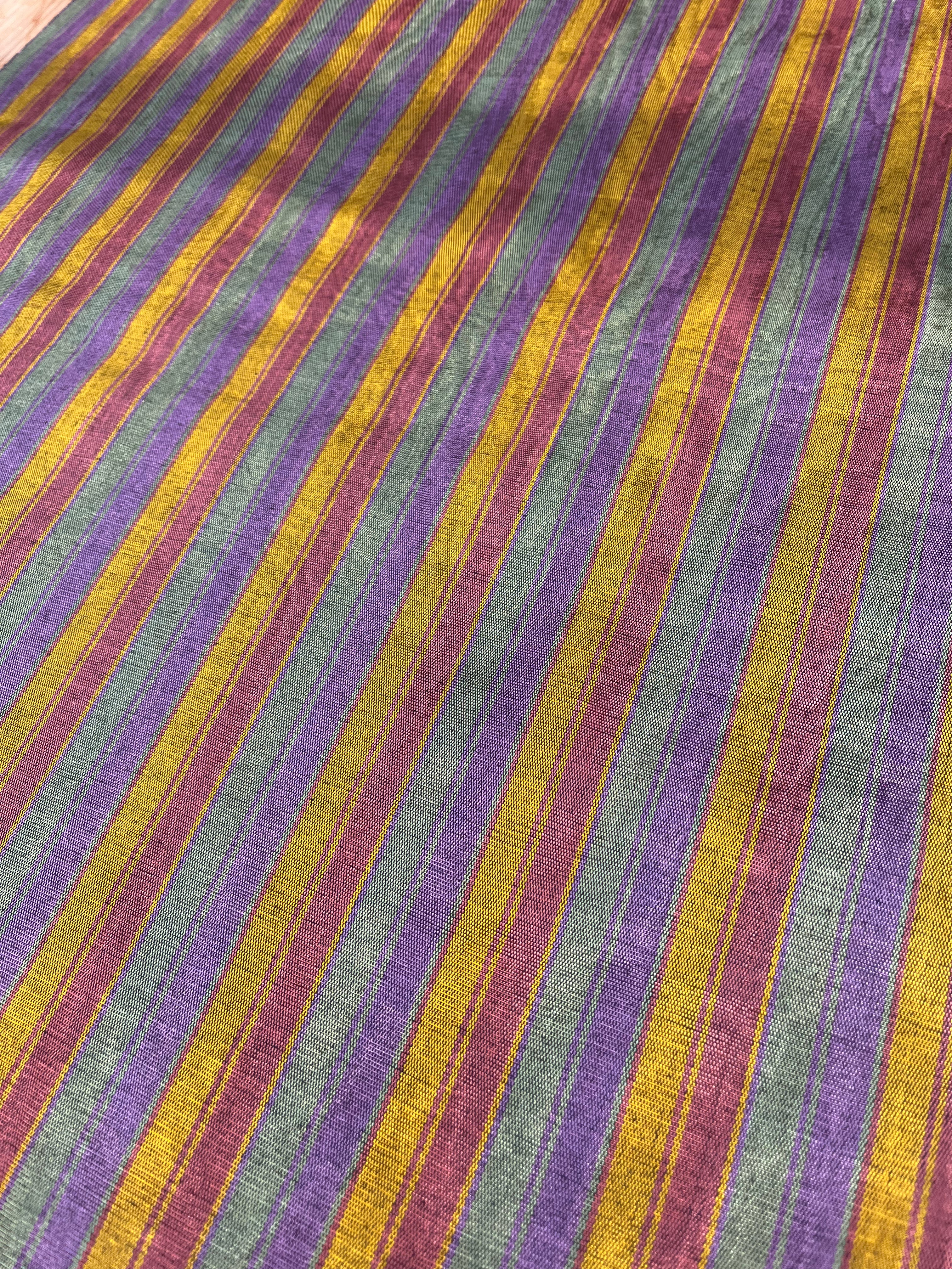 Multi Color Striped Pattern Moiré Fabric By The Yard – Luxurious Silk  For Interior Design & Special Sewing Projects. / 22 inches - 50 cm Width.