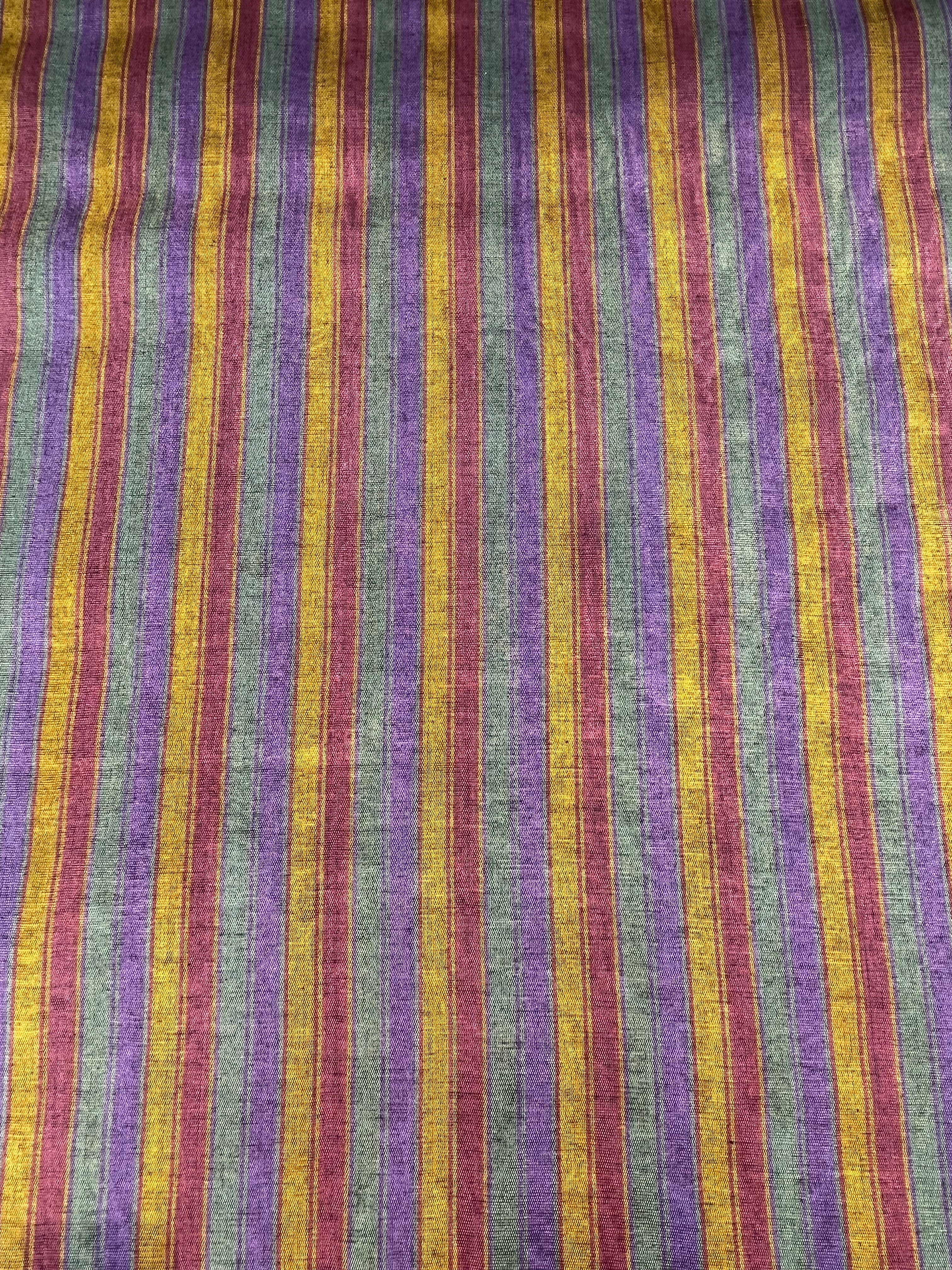 Multi Color Striped Pattern Moiré Fabric By The Yard – Luxurious Silk  For Interior Design & Special Sewing Projects. / 22 inches - 50 cm Width.