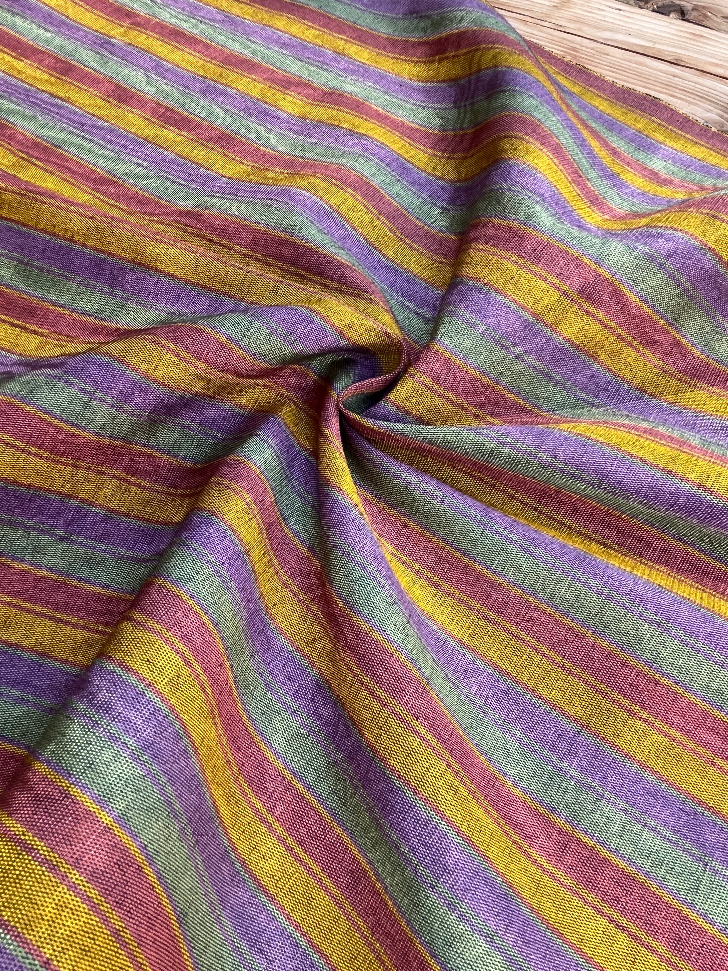 Multi Color Striped Pattern Moiré Fabric By The Yard – Luxurious Silk  For Interior Design & Special Sewing Projects. / 22 inches - 50 cm Width.