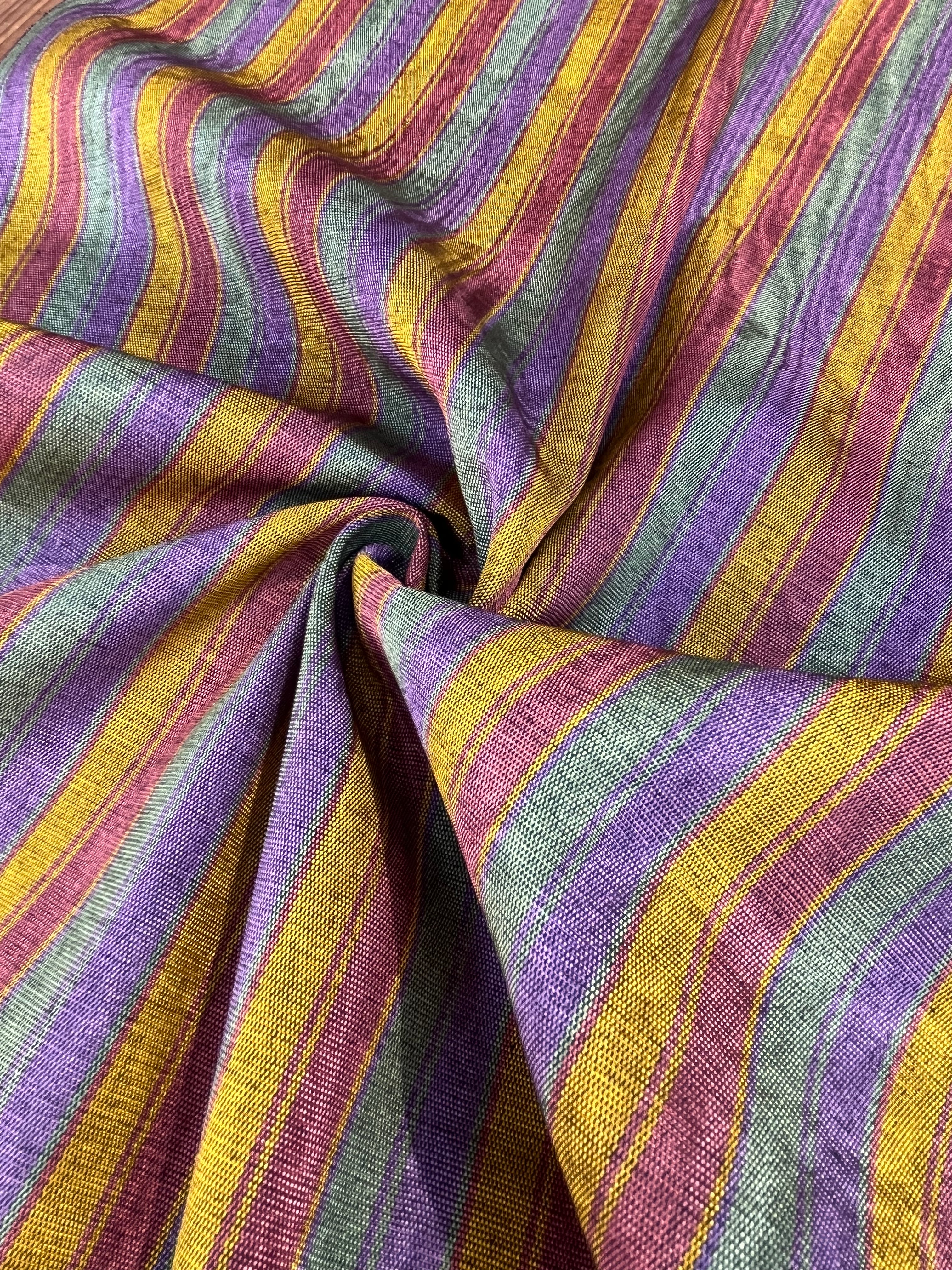 Multi Color Striped Pattern Moiré Fabric By The Yard – Luxurious Silk  For Interior Design & Special Sewing Projects. / 22 inches - 50 cm Width.