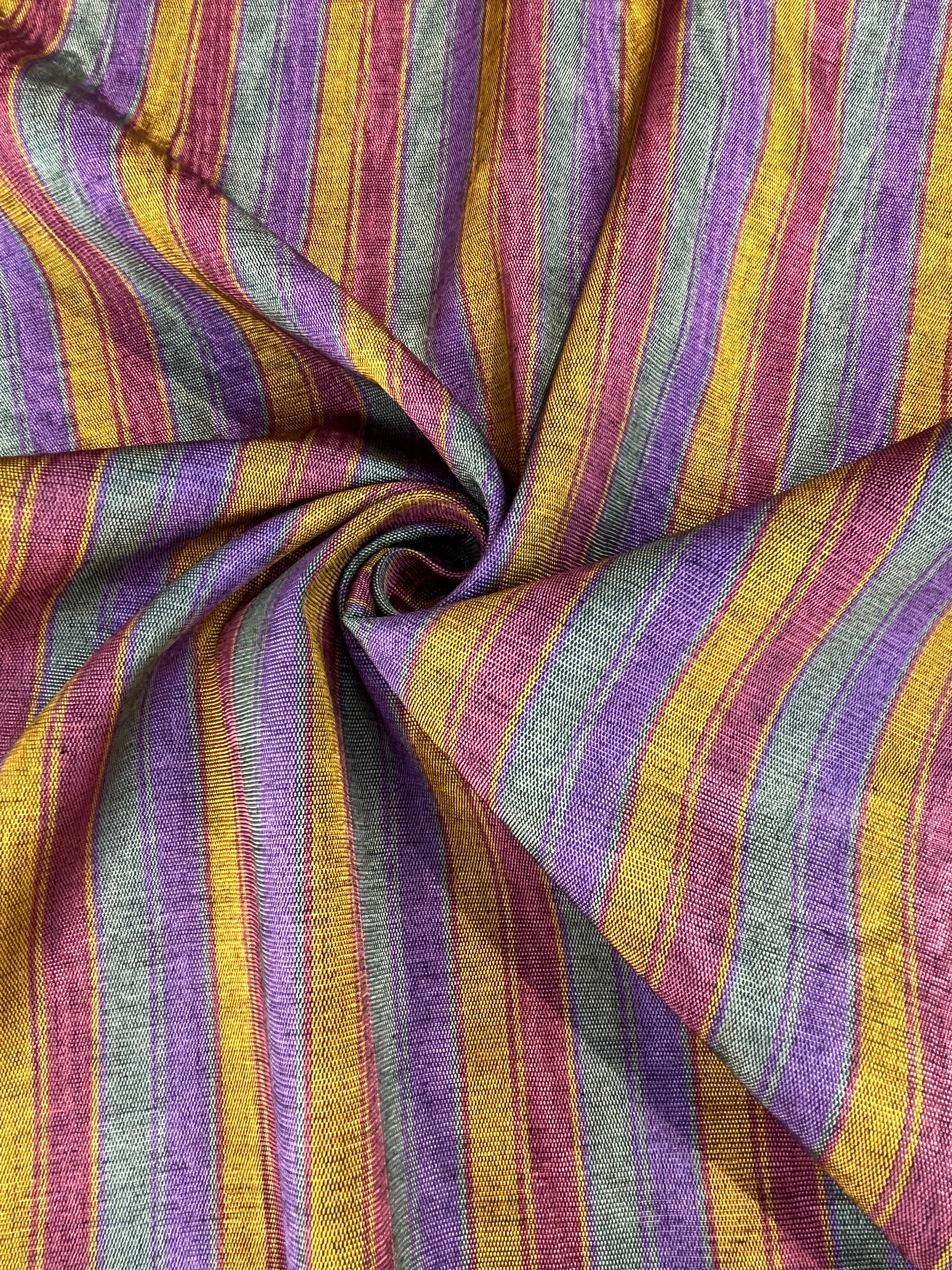 Multi Color Striped Pattern Moiré Fabric By The Yard – Luxurious Silk  For Interior Design & Special Sewing Projects. / 22 inches - 50 cm Width.