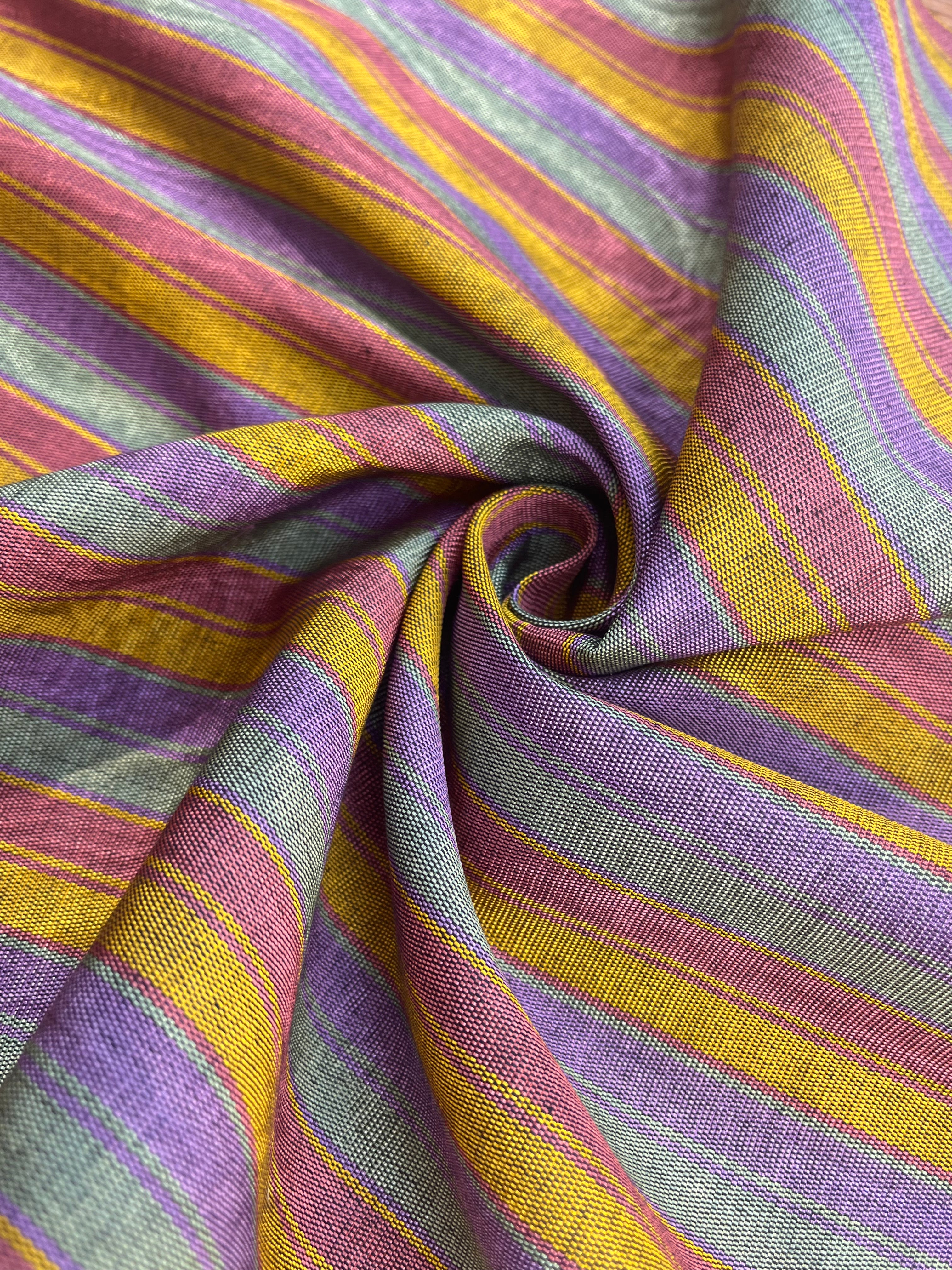Multi Color Striped Pattern Moiré Fabric By The Yard – Luxurious Silk  For Interior Design & Special Sewing Projects. / 22 inches - 50 cm Width.