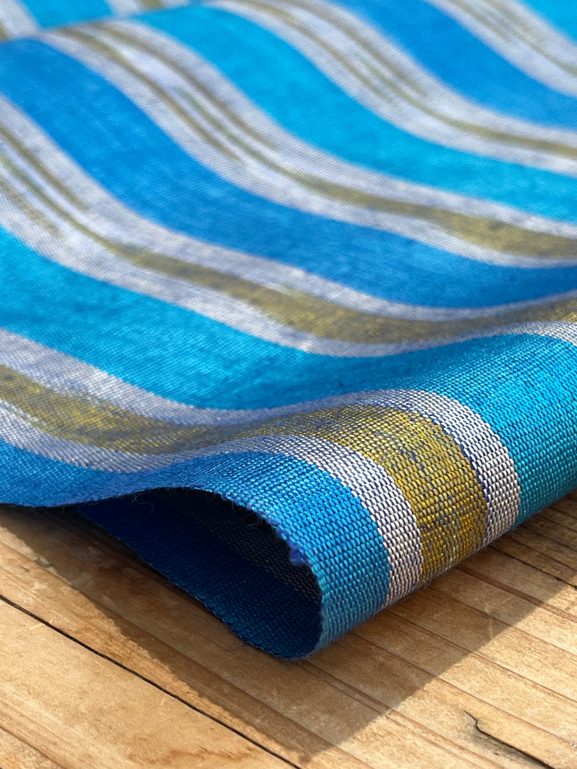 Multi Color Striped Pattern Moiré Fabric By The Yard – Luxurious Silk  For Interior Design & Special Sewing Projects. / 22 inches - 50 cm Width.