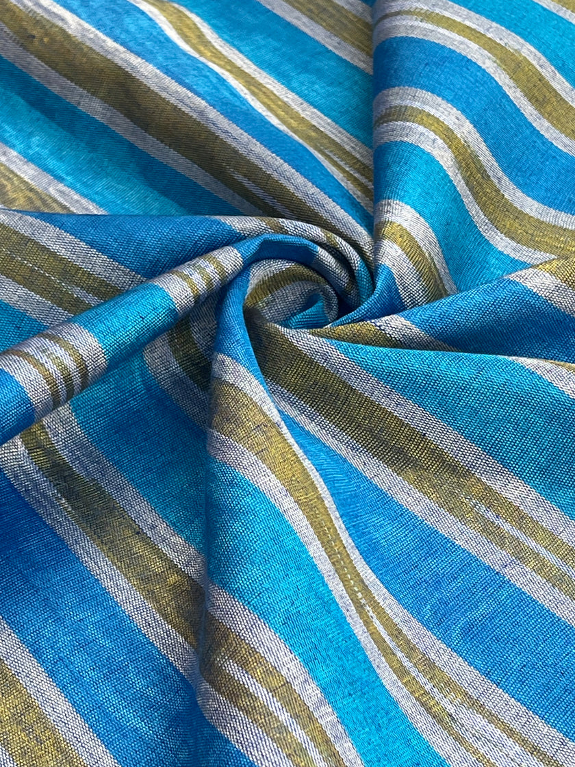 Multi Color Striped Pattern Moiré Fabric By The Yard – Luxurious Silk  For Interior Design & Special Sewing Projects. / 22 inches - 50 cm Width.