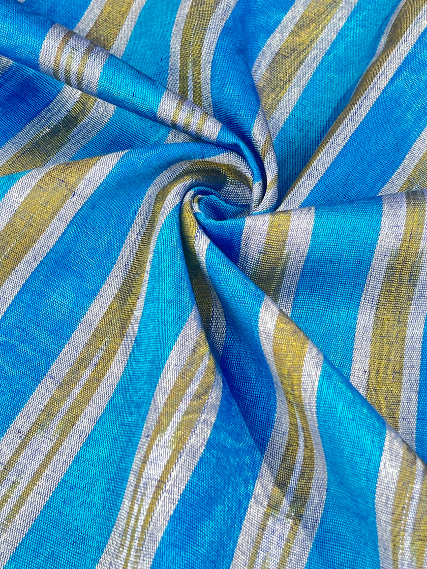 Multi Color Striped Pattern Moiré Fabric By The Yard – Luxurious Silk  For Interior Design & Special Sewing Projects. / 22 inches - 50 cm Width.