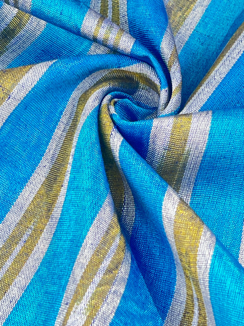 Multi Color Striped Pattern Moiré Fabric By The Yard – Luxurious Silk  For Interior Design & Special Sewing Projects. / 22 inches - 50 cm Width.
