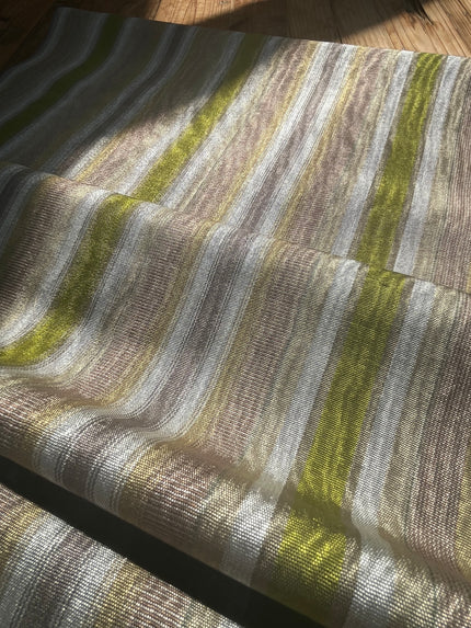 Multi Color Striped Pattern Moiré Fabric By The Yard – Luxurious Silk  For Interior Design & Special Sewing Projects. / 22 inches - 50 cm Width.