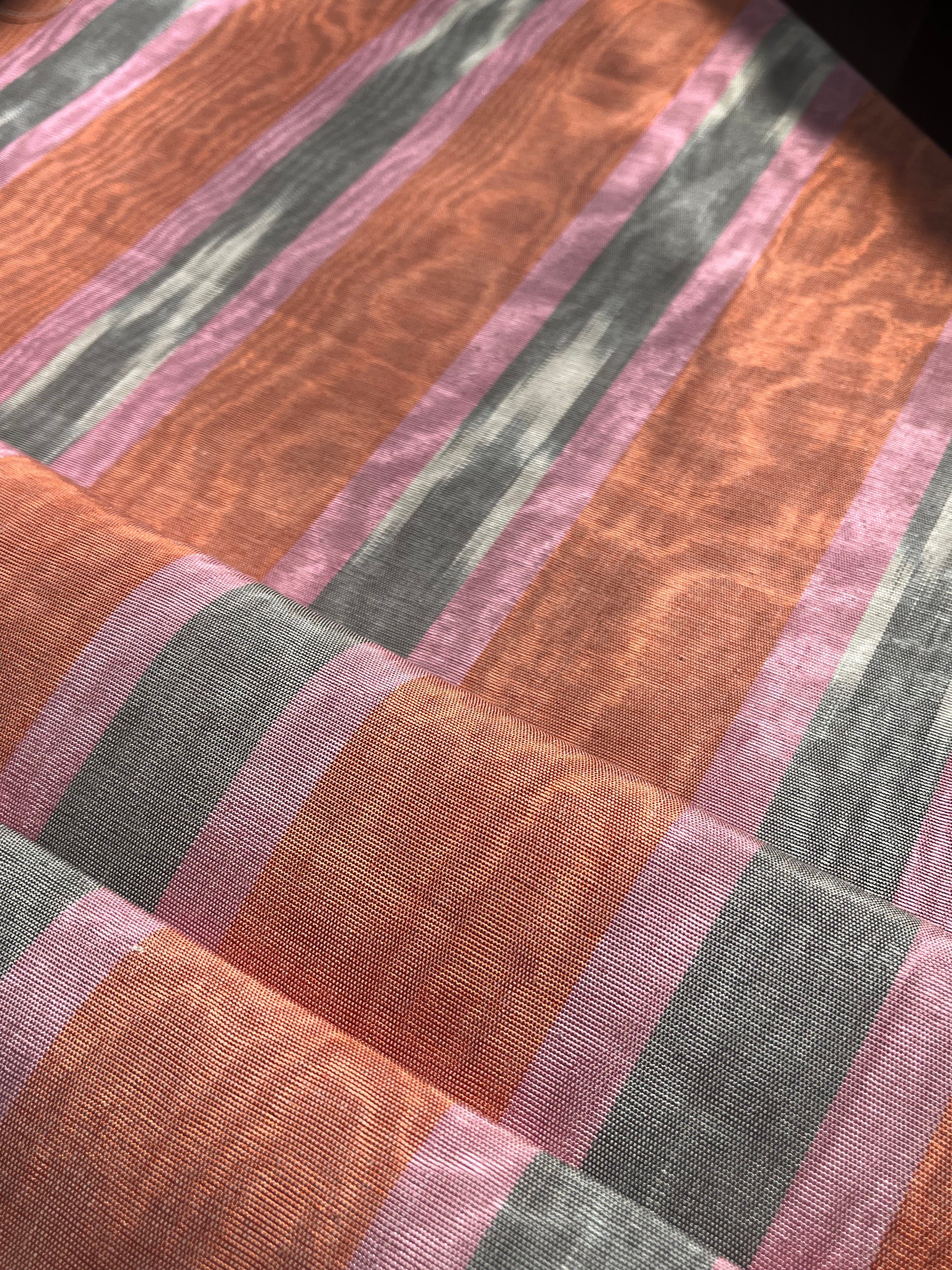 Multi Color Striped Pattern Moiré Fabric By The Yard – Luxurious Silk ...
