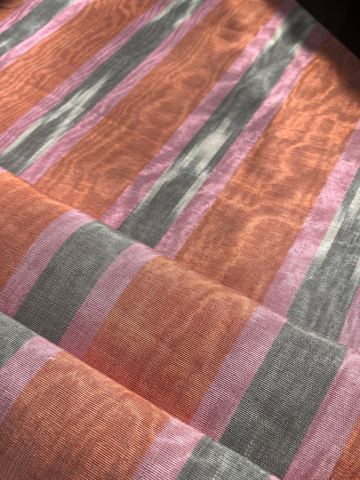 Multi Color Striped Pattern Moiré Fabric By The Yard – Luxurious Silk  For Interior Design & Special Sewing Projects. / 22 inches - 50 cm Width.