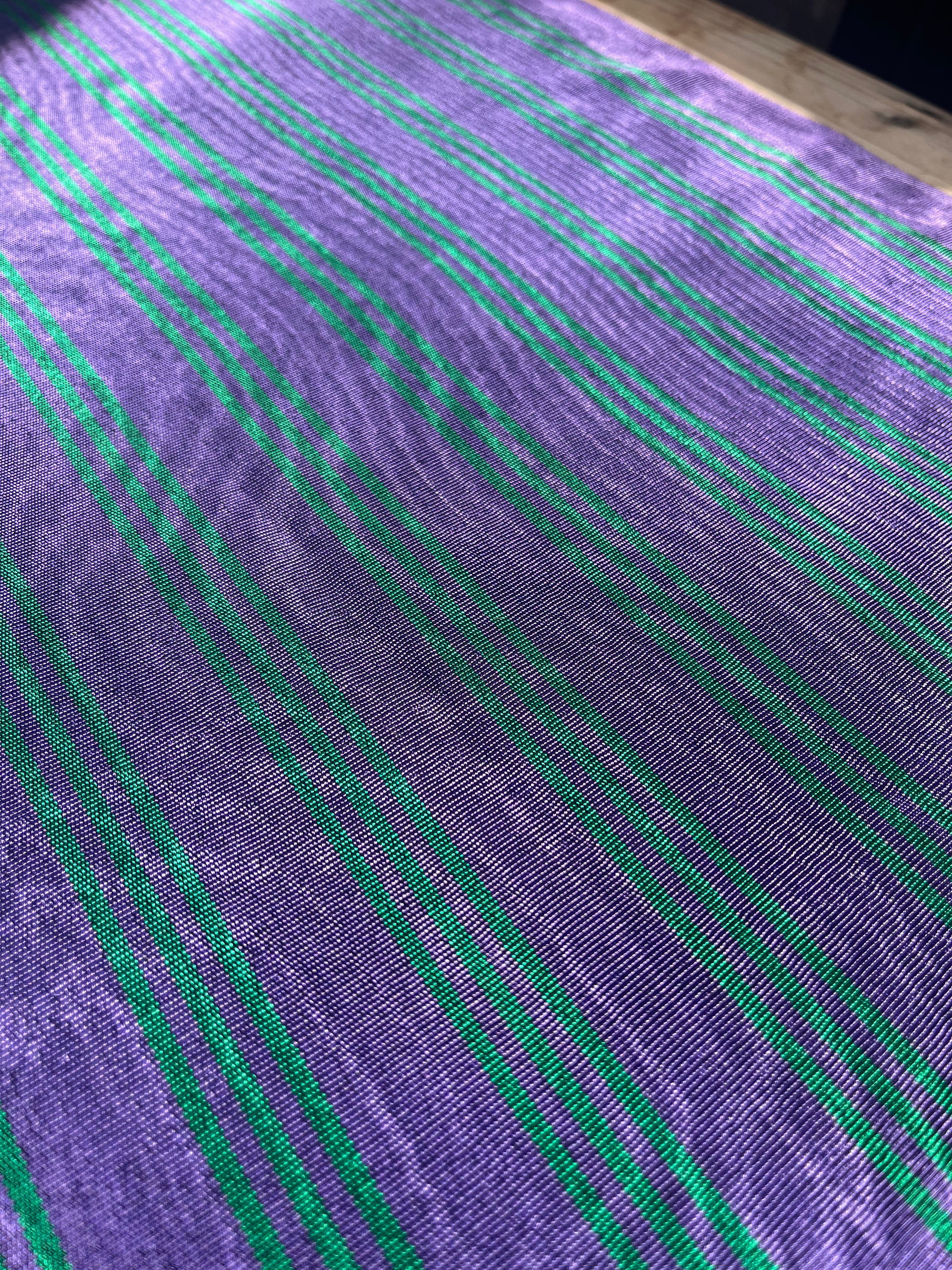 Multi Color Striped Pattern Moiré Fabric By The Yard – Luxurious Silk  For Interior Design & Special Sewing Projects. / 22 inches - 50 cm Width.
