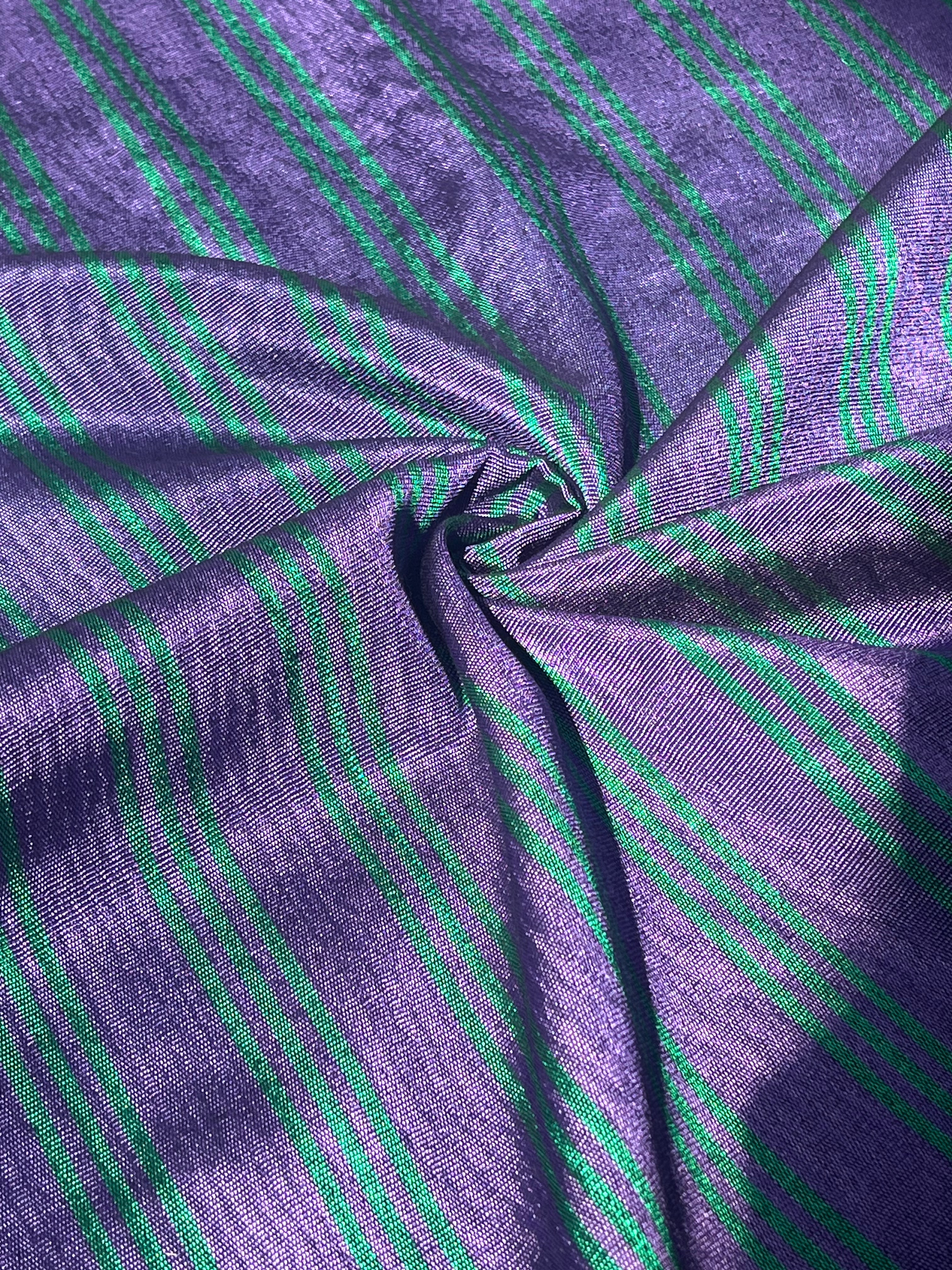 Multi Color Striped Pattern Moiré Fabric By The Yard – Luxurious Silk  For Interior Design & Special Sewing Projects. / 22 inches - 50 cm Width.