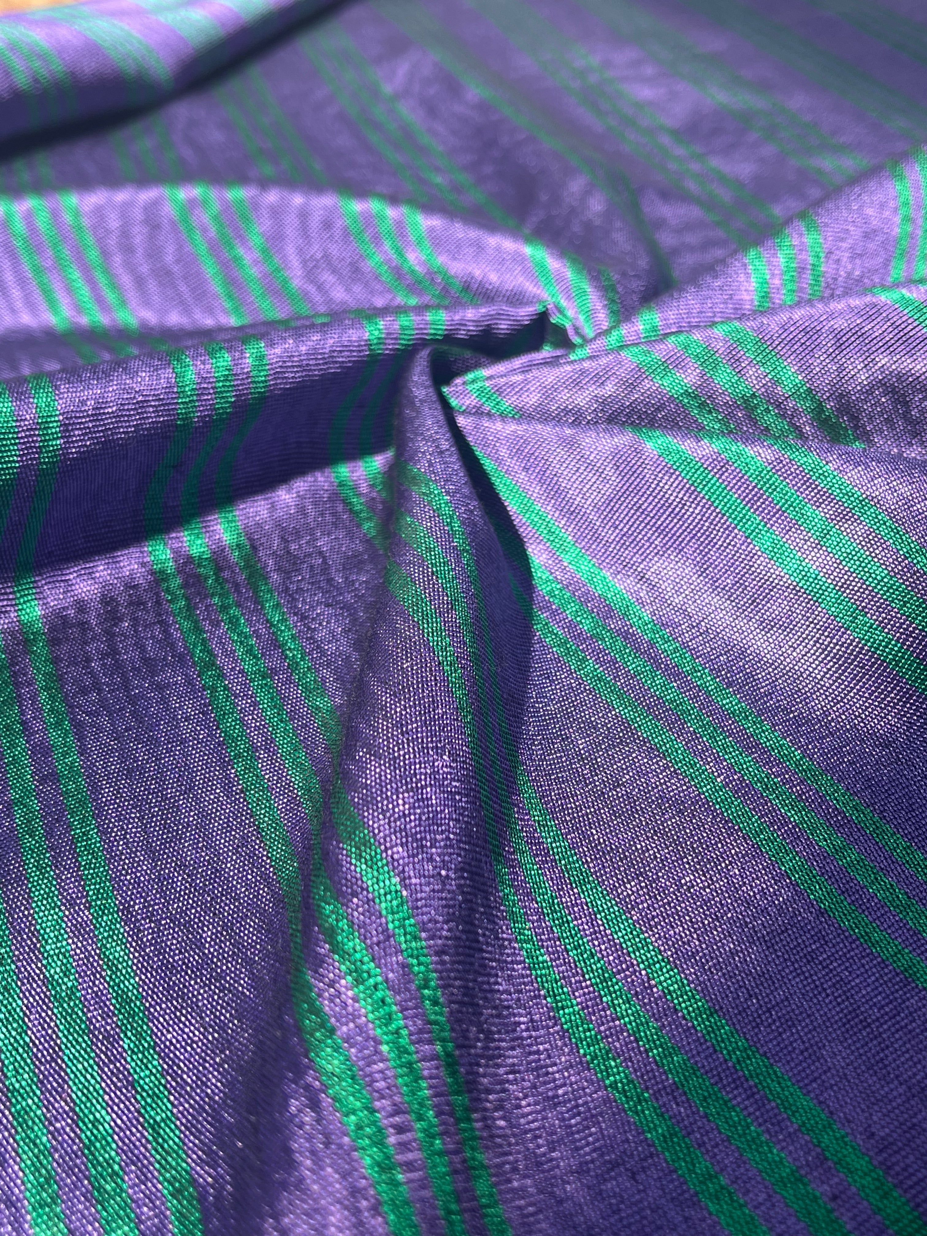 Multi Color Striped Pattern Moiré Fabric By The Yard – Luxurious Silk  For Interior Design & Special Sewing Projects. / 22 inches - 50 cm Width.