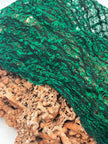 Tissu de lin vert viridian par cour, tissu en coton biologique, tissus naturels semi-transparents texturés à la main