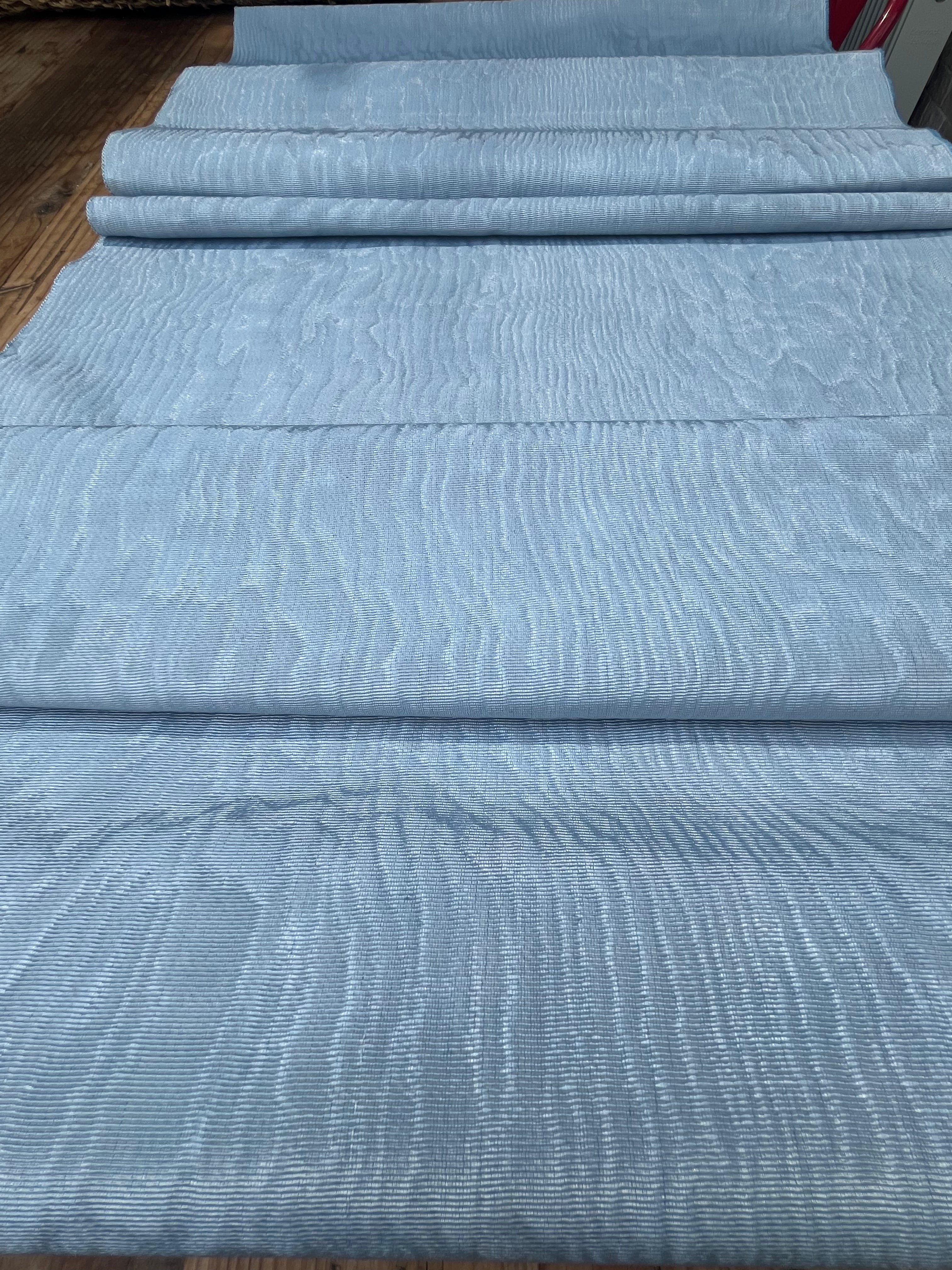 Light Blue Silk Moire Fabric By The Meter.