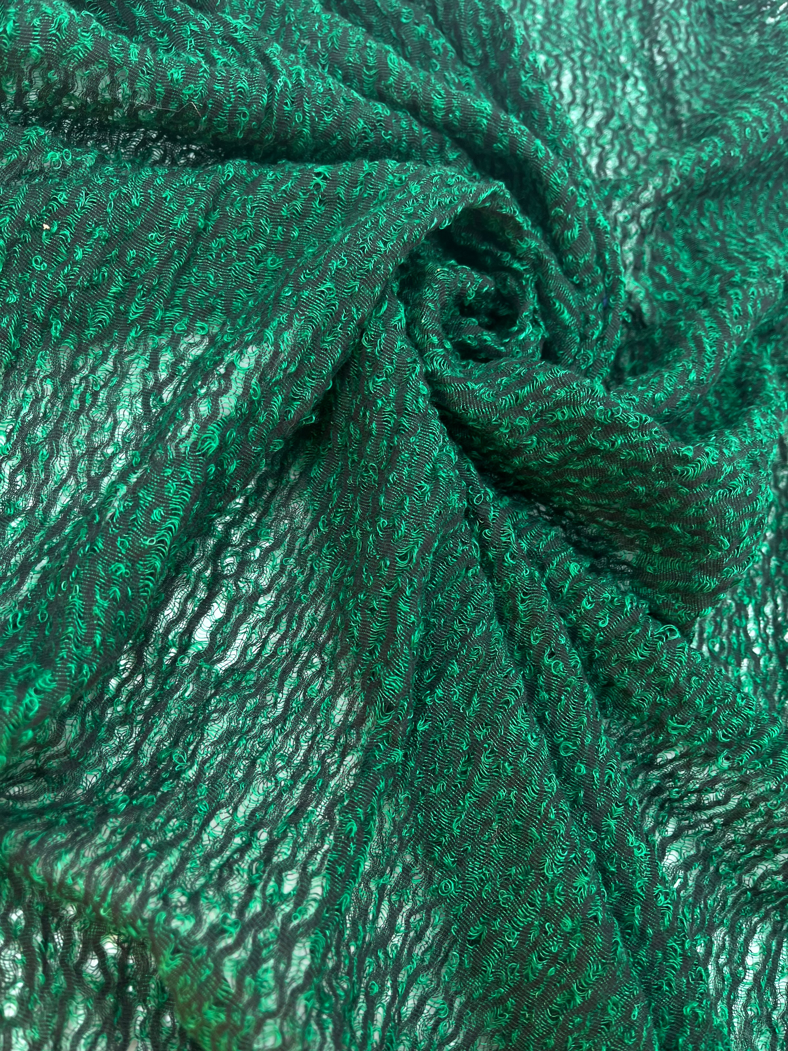 Tissu de lin vert viridian par cour, tissu en coton biologique, tissus naturels semi-transparents texturés à la main