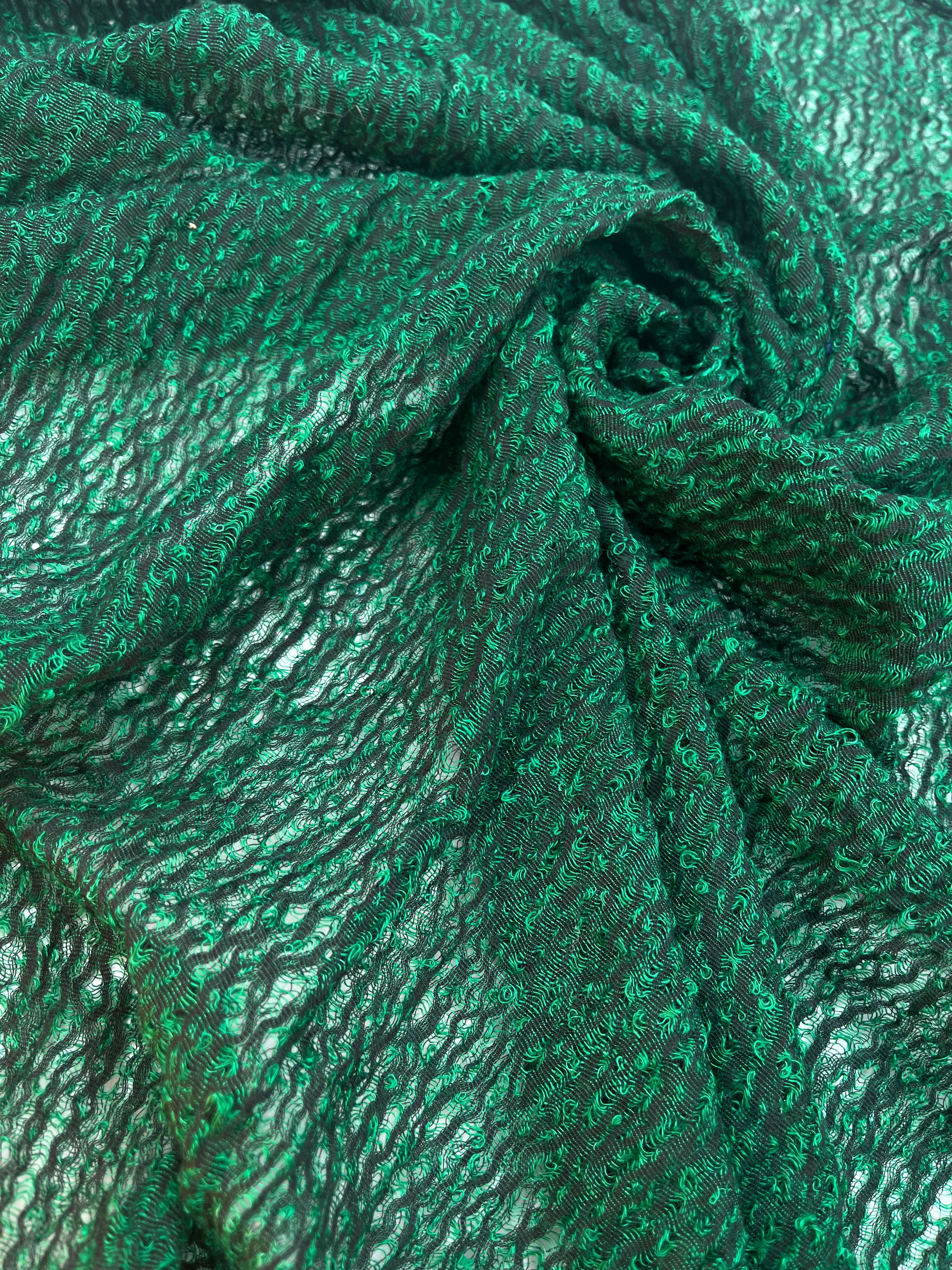 Tissu de lin vert viridian par cour, tissu en coton biologique, tissus naturels semi-transparents texturés à la main