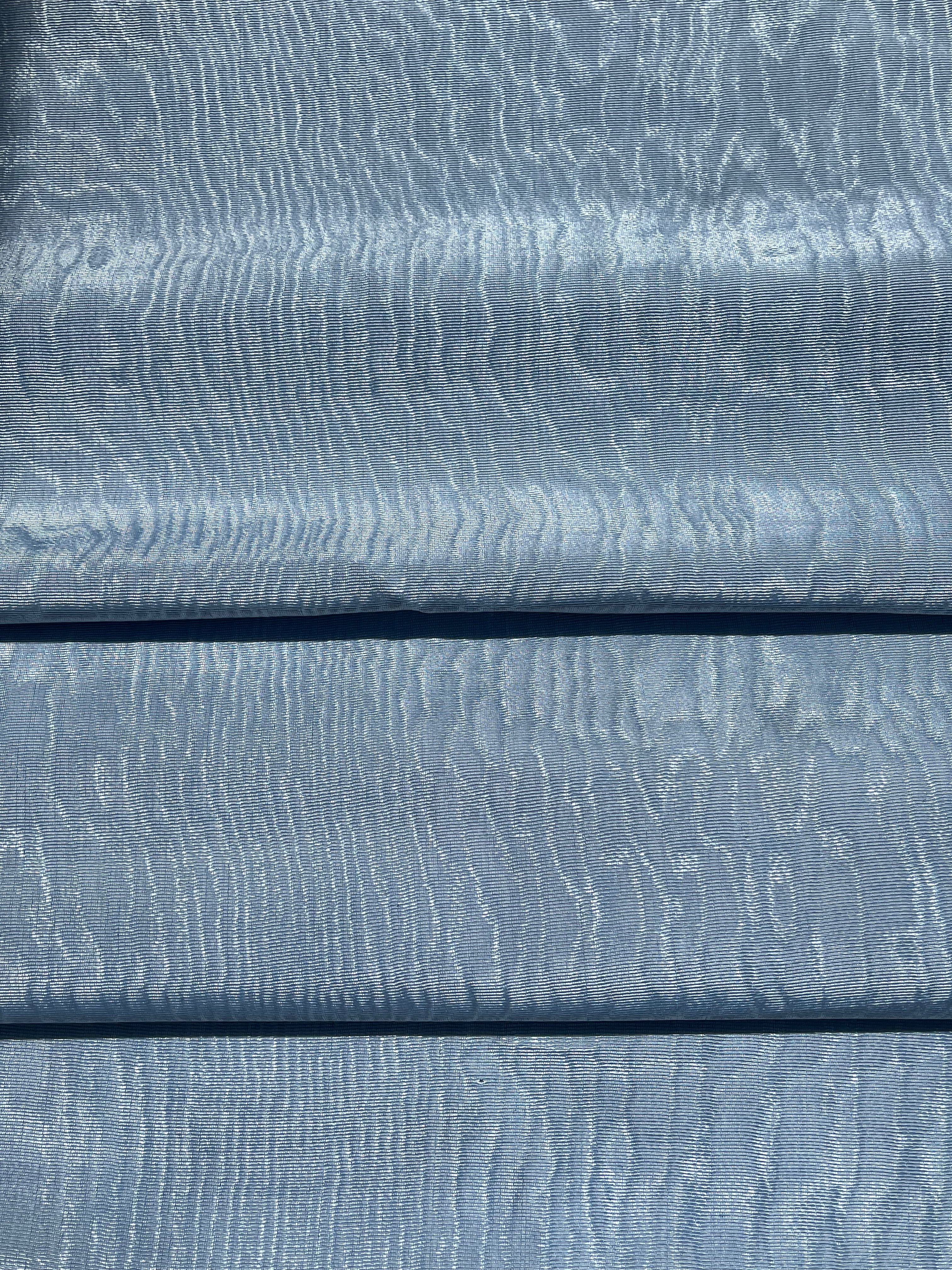 Light Blue Silk Moire Fabric By The Meter.
