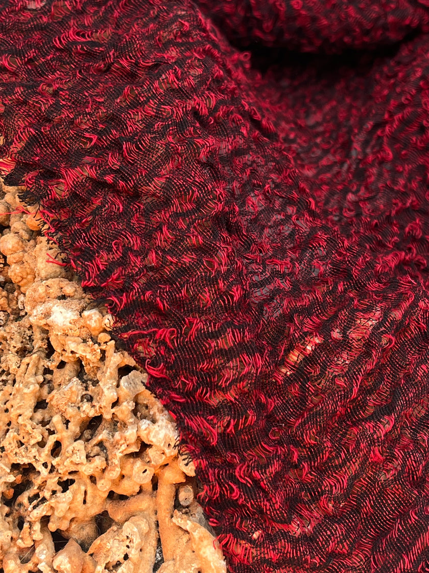 Metre Kare Kırmızı Keten Kumaş, Organik Pamuklu Kumaş, Dokulu El Dokuma Yarı Şeffaf Doğal Kumaşlar.