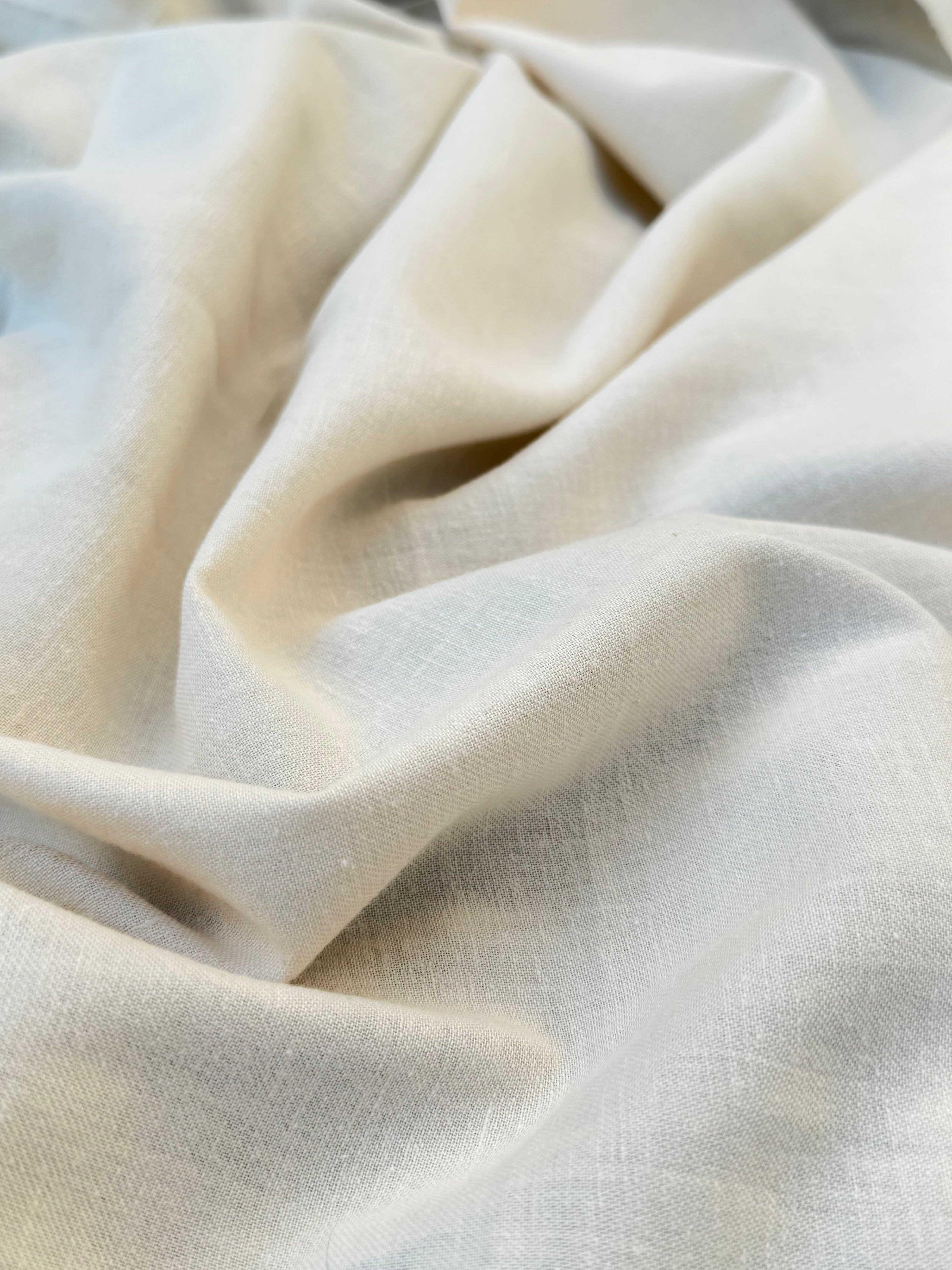 Washed Linen Cotton Fabric by the Yard – Lightweight 50% Linen 50% Cotton Fabric | 145 cm Wide | 6 Natural Colors