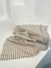 Unbleached Neutral Ivory Colour Black Striped Crinkle Gauze Fabric, Sile Cloth. Sile Fabric.