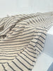 Unbleached Neutral Ivory Colour Black Striped Crinkle Gauze Fabric, Sile Cloth. Sile Fabric.