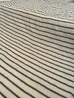 Unbleached Neutral Ivory Colour Black Striped Crinkle Gauze Fabric, Sile Cloth. Sile Fabric.