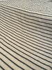 Unbleached Neutral Ivory Colour Black Striped Crinkle Gauze Fabric, Sile Cloth. Sile Fabric.