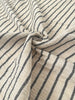 Unbleached Neutral Ivory Colour Black Striped Crinkle Gauze Fabric, Sile Cloth. Sile Fabric.