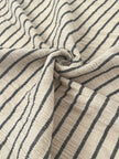 Unbleached Neutral Ivory Colour Black Striped Crinkle Gauze Fabric, Sile Cloth. Sile Fabric.