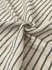 Unbleached Neutral Ivory Colour Black Striped Crinkle Gauze Fabric, Sile Cloth. Sile Fabric.