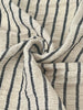 Unbleached Neutral Ivory Colour Black Striped Crinkle Gauze Fabric, Sile Cloth. Sile Fabric.