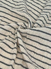 Unbleached Neutral Ivory Colour Black Striped Crinkle Gauze Fabric, Sile Cloth. Sile Fabric.