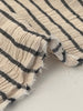 Unbleached Neutral Ivory Colour Black Striped Crinkle Gauze Fabric, Sile Cloth. Sile Fabric.