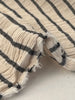 Unbleached Neutral Ivory Colour Black Striped Crinkle Gauze Fabric, Sile Cloth. Sile Fabric.