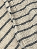 Unbleached Neutral Ivory Colour Black Striped Crinkle Gauze Fabric, Sile Cloth. Sile Fabric.