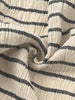 Unbleached Neutral Ivory Colour Black Striped Crinkle Gauze Fabric, Sile Cloth. Sile Fabric.