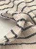 Unbleached Neutral Ivory Colour Black Striped Crinkle Gauze Fabric, Sile Cloth. Sile Fabric.