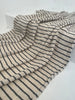 Unbleached Neutral Ivory Colour Black Striped Crinkle Gauze Fabric, Sile Cloth. Sile Fabric.