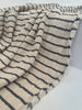 Unbleached Neutral Ivory Colour Black Striped Crinkle Gauze Fabric, Sile Cloth. Sile Fabric.