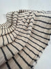Unbleached Neutral Ivory Colour Black Striped Crinkle Gauze Fabric, Sile Cloth. Sile Fabric.