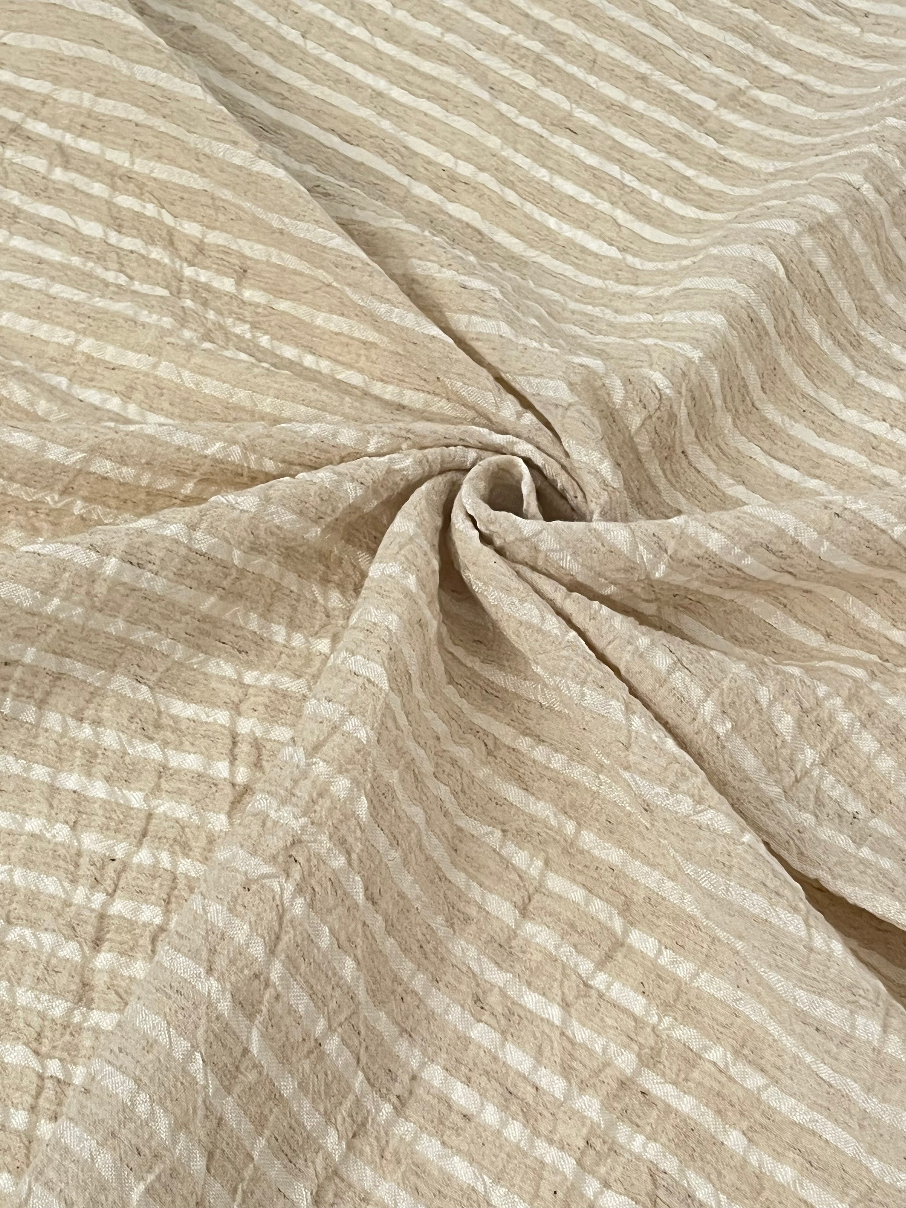 Tissus en lin de soie rayés et texturés pour un style inspiré de la nature, qualité unique pour les robes d'été kimono et les tenues de nouveau-né | Non blanchi.