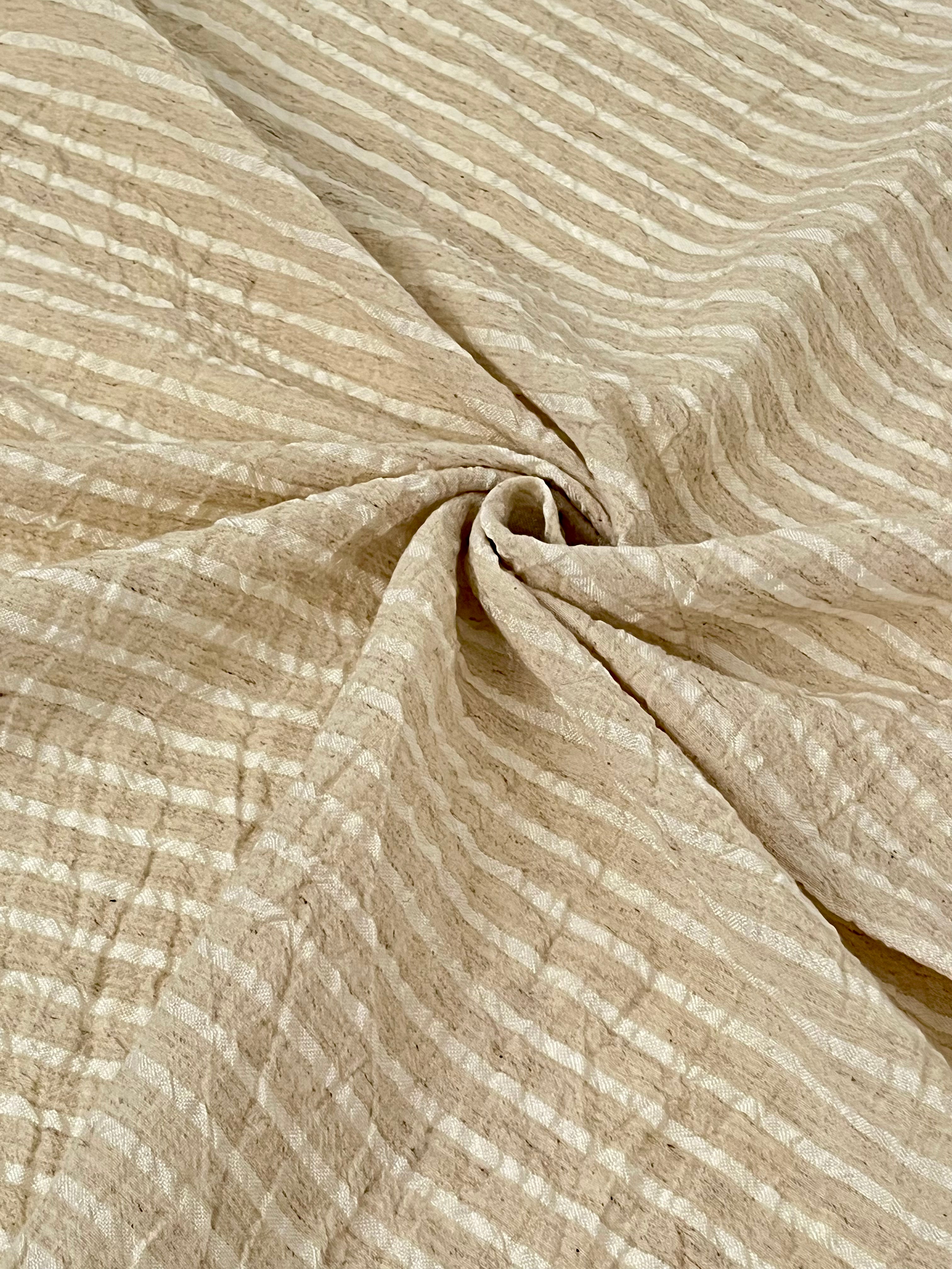 Tissus en lin de soie rayés et texturés pour un style inspiré de la nature, qualité unique pour les robes d'été kimono et les tenues de nouveau-né | Non blanchi.
