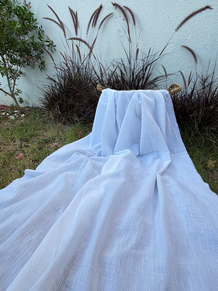 Washed Linen Cotton Fabric by the Yard – Lightweight 50% Linen 50% Cotton Fabric | 145 cm Wide | 6 Natural Colors
