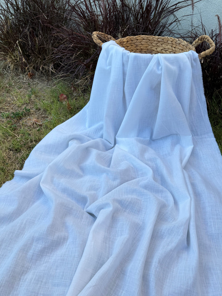 Washed Linen Cotton Fabric by the Yard – Lightweight 50% Linen 50% Cotton Fabric | 145 cm Wide | 6 Natural Colors