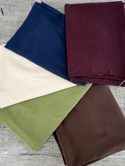 Washed Linen Cotton Fabric by the Yard – Lightweight 50% Linen 50% Cotton Fabric | 145 cm Wide | 6 Natural Colors