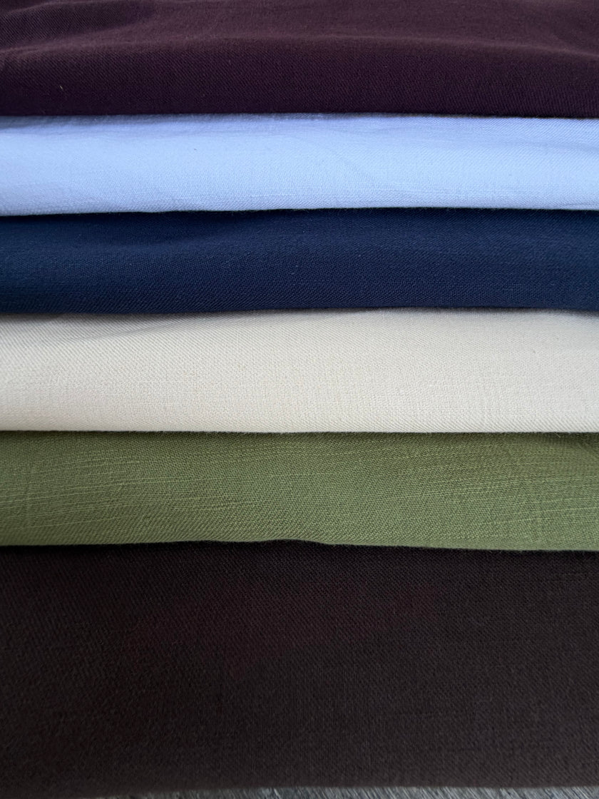 Washed Linen Cotton Fabric by the Yard – Lightweight 50% Linen 50% Cotton Fabric | 145 cm Wide | 6 Natural Colors
