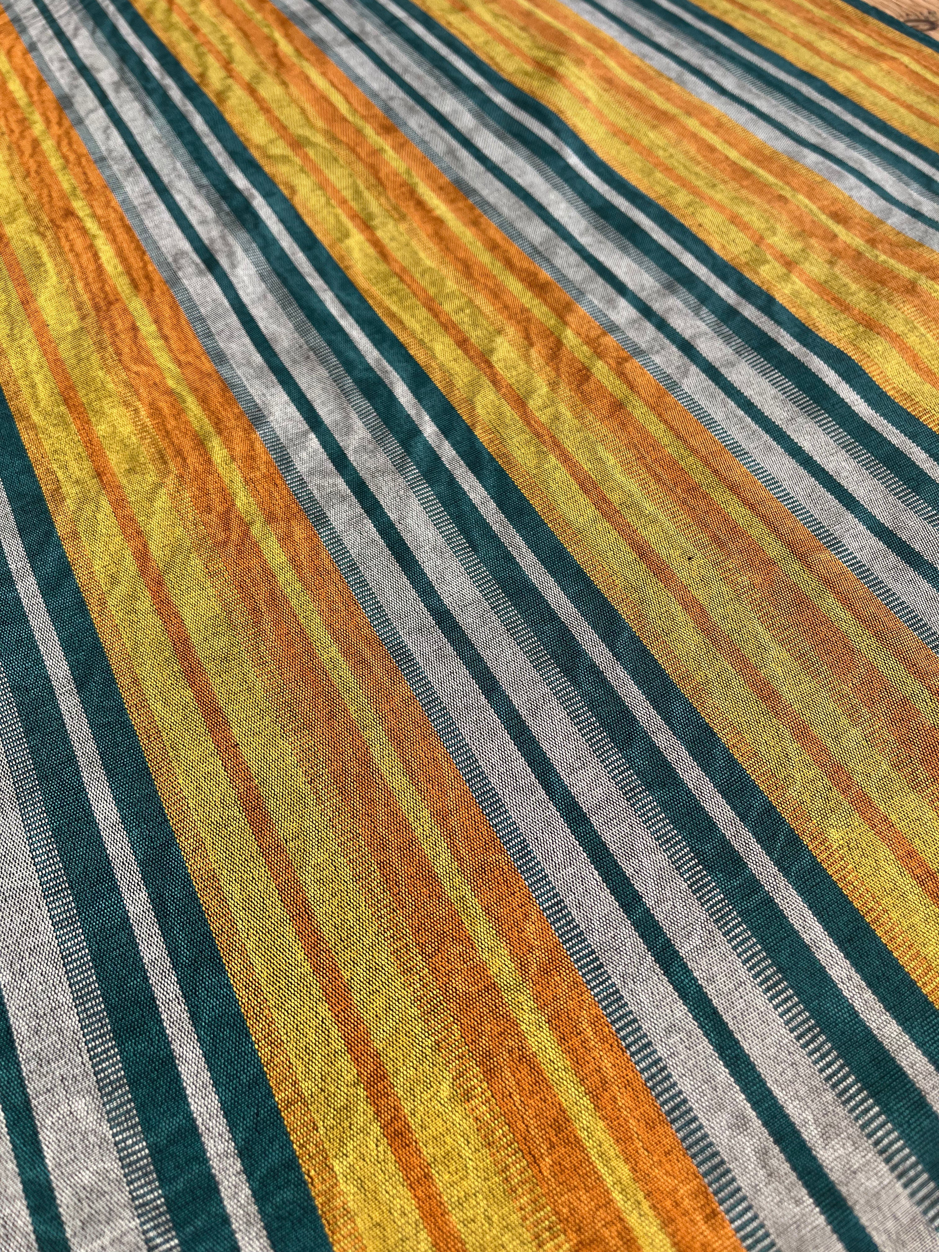 Multi Color Striped Pattern Moiré Fabric By The Yard.
