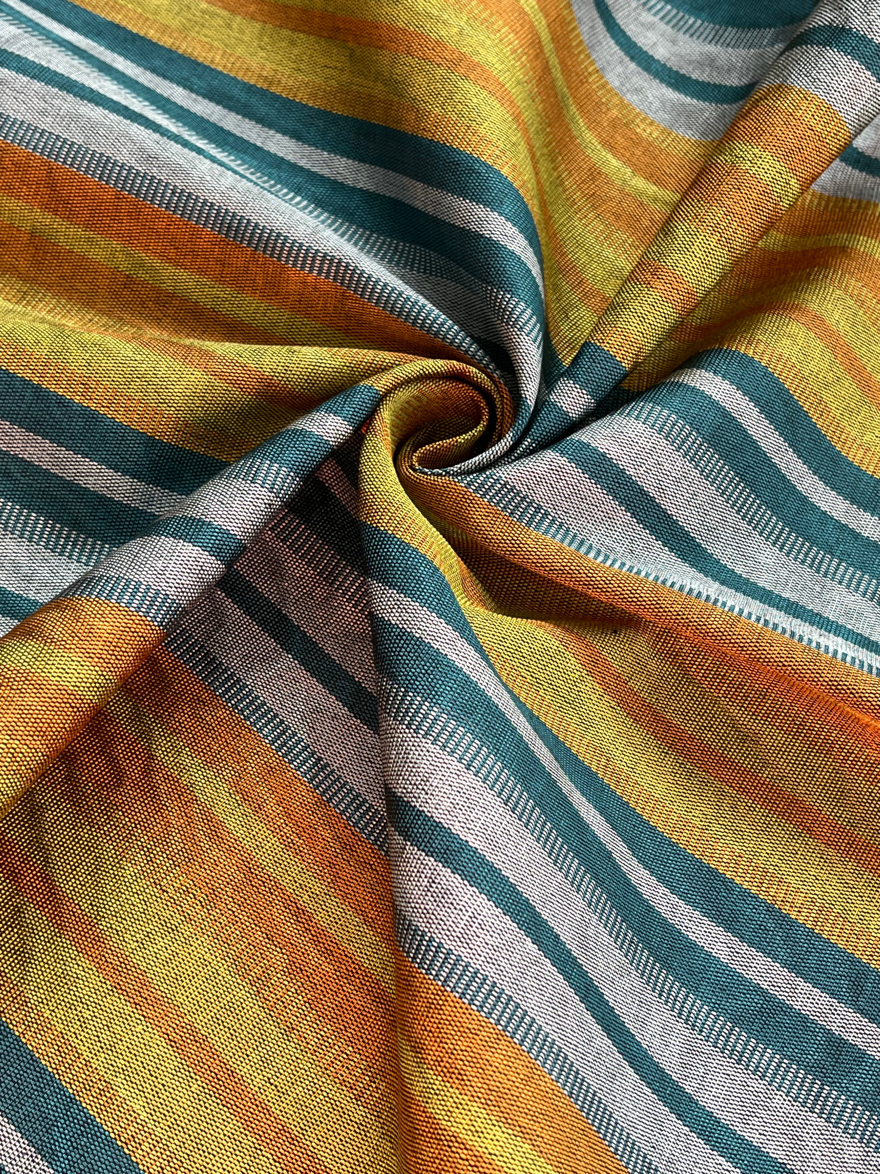 Multi Color Striped Pattern Moiré Fabric By The Yard.