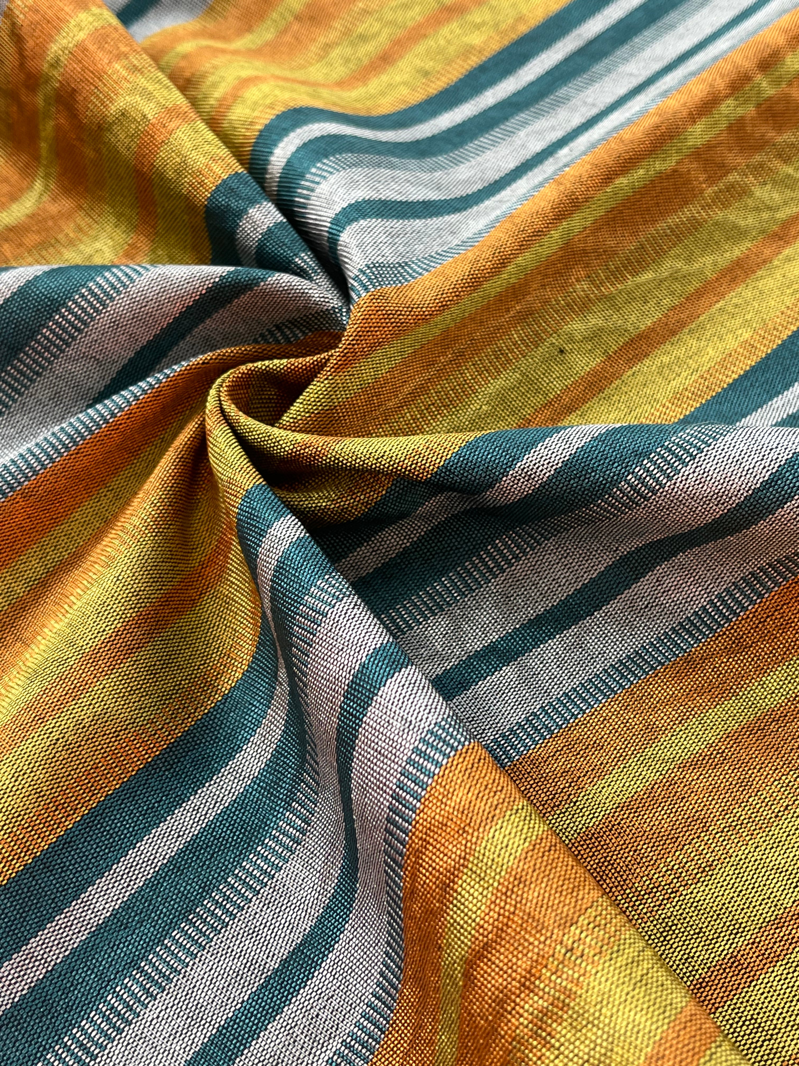 Multi Color Striped Pattern Moiré Fabric By The Yard.